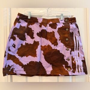 NWT Adidas X Ivy Park XL Purple Cow Hide Denim Skirt 100% Cotton Rodeo Beyoncé